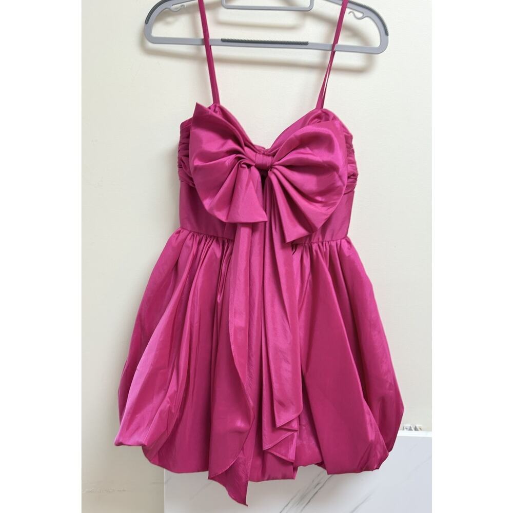 NWT Mac Duggal 27040 Sweetheart Bubble Bow Mini Dress Petal Pink Size 4 Formal - Picture 2 of 6